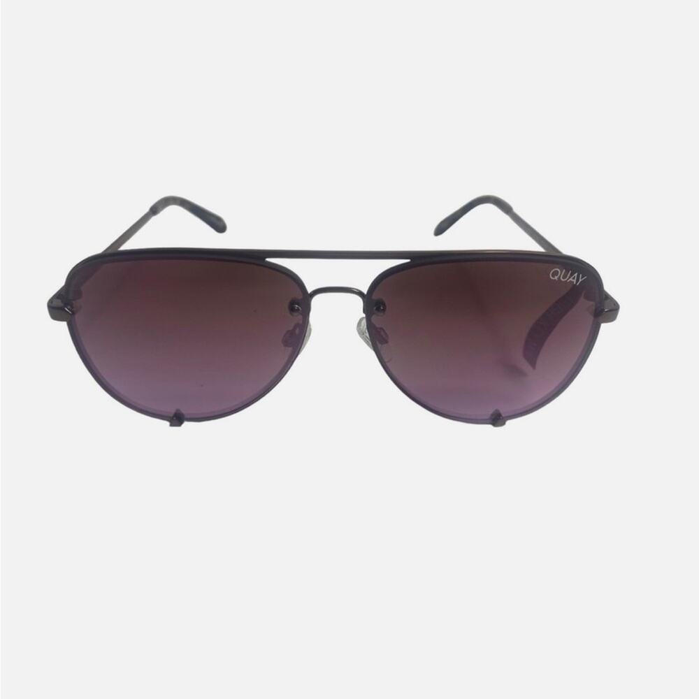Quay Australia High Key Mini Rimless Pink Brown Sunglasses - Picture 4 of 8